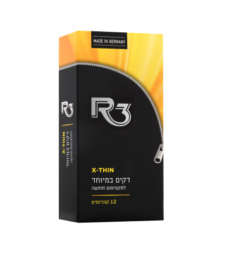 R3 X THIN - קונדומים דקים במיוחד למקסימום תחושה (12 קונדומים)