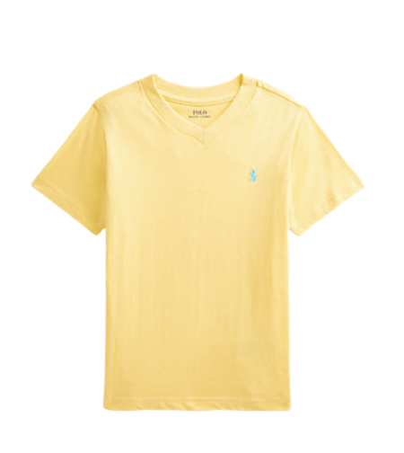 חולצת Ralph lauren צהוב בננה צווארון וי ג'רזי פוני רקום בנים