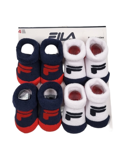 מארז 4 זוגות גרבנעליים FILA לבן כחול אדום מידה 12-18 חודשים