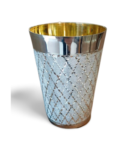 Pure silver mesh diamond kiddush cup