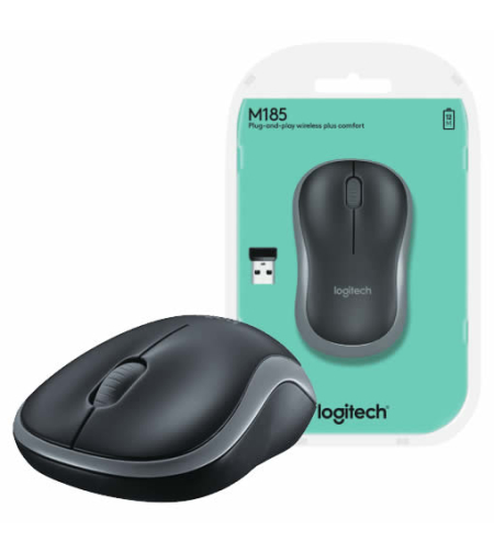 עכבר אלחוטי Logitech Wireless Mouse M185 Retailאפור
