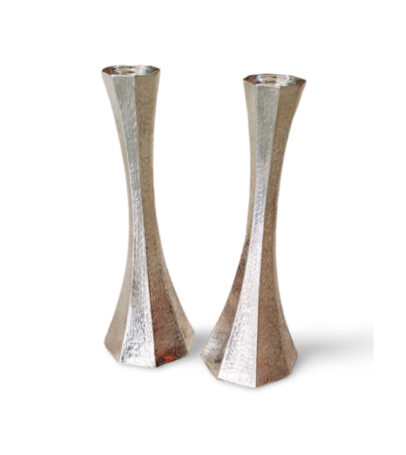 Pure silver hammered Caprese candlesticks