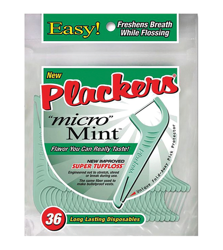 פלקרס - מיקרו מינט קיסם עם חוט דנטלי | לשיניים צפופות | מנטה | 36 יחידות  | PLACKERS | MICROMINT