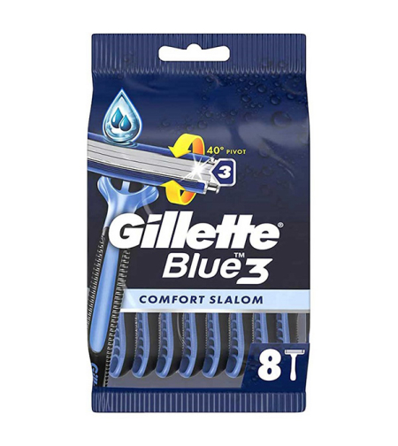 ג'ילט - סכיני גילוח חד פעמיים | 8 יחידות | GILLETTE | BLUE 3
