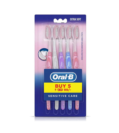 אורל בי - מארז - מברשות שיניים סנסיטיב קאר | 5 יחידות | ORAL B | SENSITIVE CARE