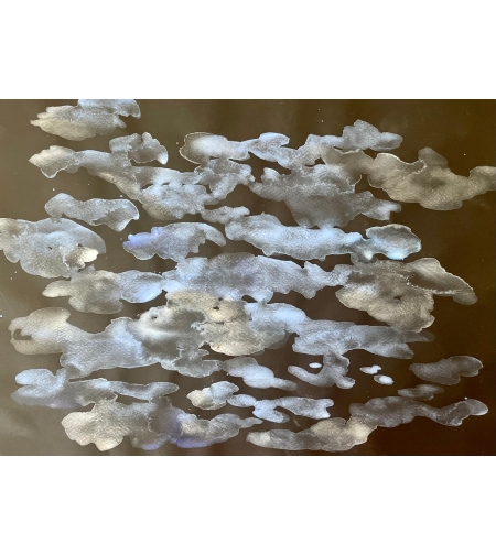 ציור מקורי - עננים זוהרים בלילה - 30X42 ס