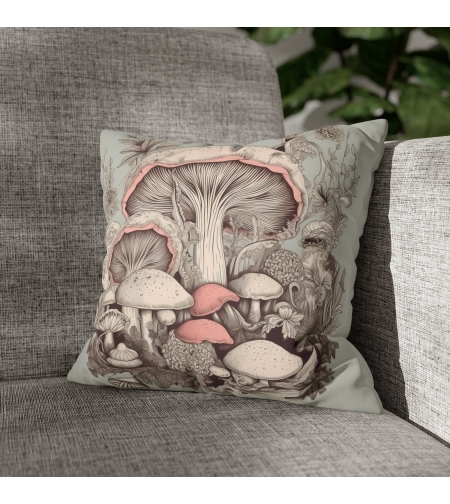 Mushroom Faux Suede Pillow Case - Nature Lover's Comfort - FungiFly.