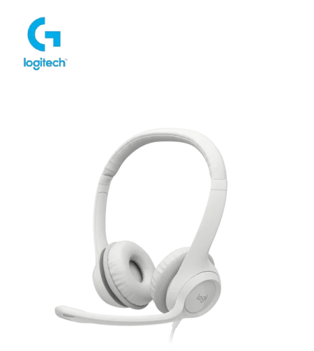 אוזניות עם מיקרופון וחיבור USB Logitech H390 – צבע לבן