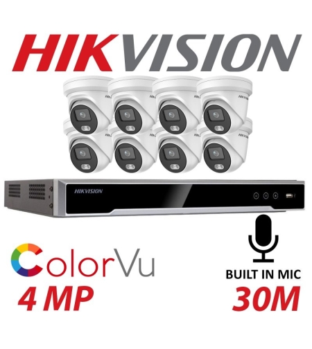 קיט 8 מצלמות IP ColorVu מבית HIKVISION