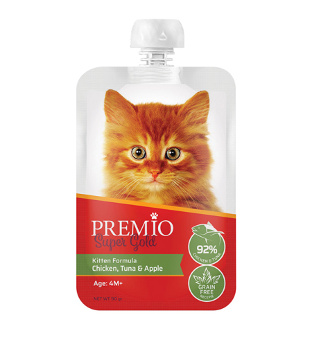 פרמיו - עוף טונה ותפוח | לחתלתול מגיל 4 חודשים | 90 גרם | PREMIO