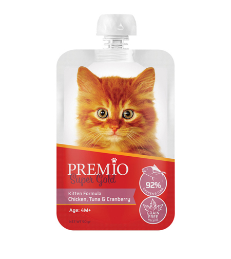 פרמיו - מחית עוף טונה וחמוציות לחתלתול מגיל 4 חודשים | 90 גרם | PREMIO