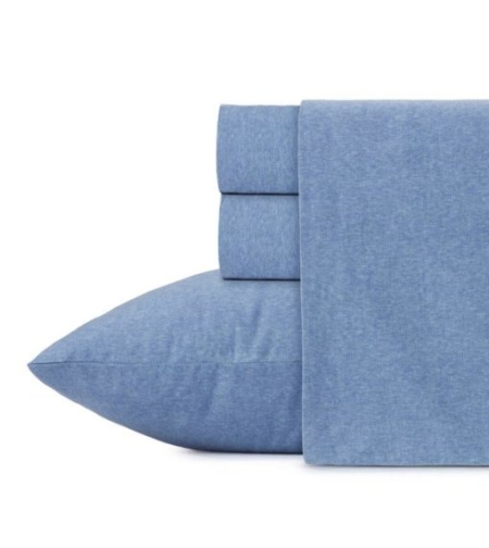 סט מצעים פלנל 100% כותנה למיטה יחיד מלאנג’ כחול 90/200