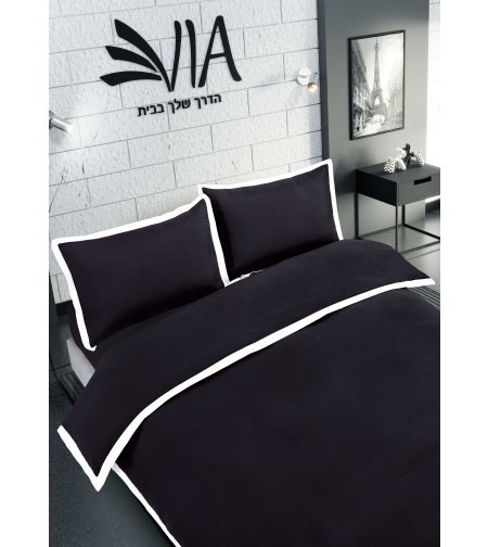 סט מצעים למיטה זוגית רחבה בובו צבע שחור 180/200