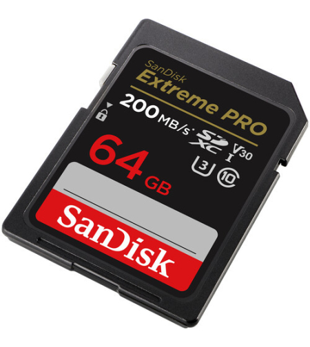 כרטיס זיכרון SanDisk 64GB Extreme Pro UHS-I SDXC U3 V30