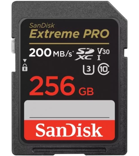 כרטיס זיכרון SanDisk 256GB Extreme Pro UHS-I SDXC U3 V30