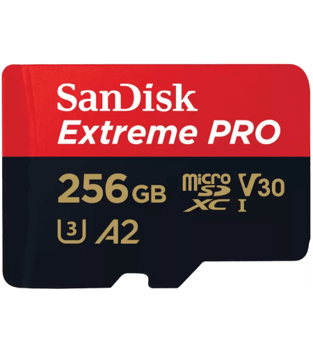 כרטיס זיכרון עם מתאם SanDisk Extreme Pro A2 MicroSDXC SDSQXCD-256G-GN6MA