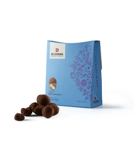 דה קרינה - פינוקי אגוזי לוז מצופים שוקולד מריר 62% | פרווה | בד״ץ