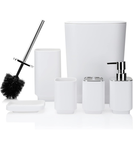 פח לשירותים 6 חלקים מגוון צבעים מרובע לבן