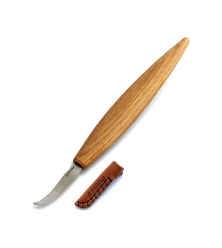 סכין גילוף מעוקלת רחבה יד שמאל, עם נדן עור TOOLEDEN BEAVERCRAFT SK4LS