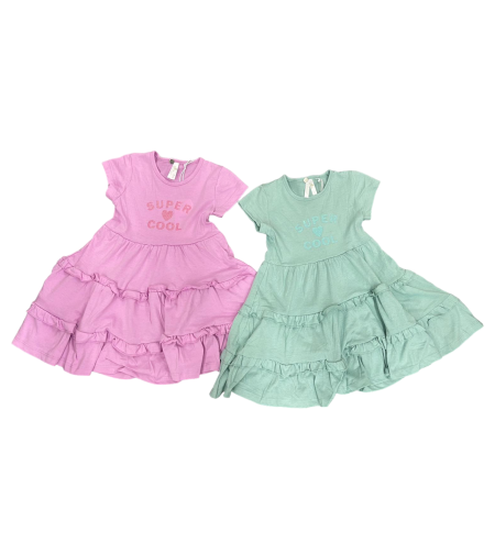 שמלה קיץ מדוגמת (ירוק/ורוד/סגול/אופוויט) 2-10 בנות
