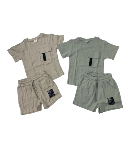 חליפה וופל מעוצבת 2-8 בנים (ירוק/אפור/אפור כהה/אופוויט)