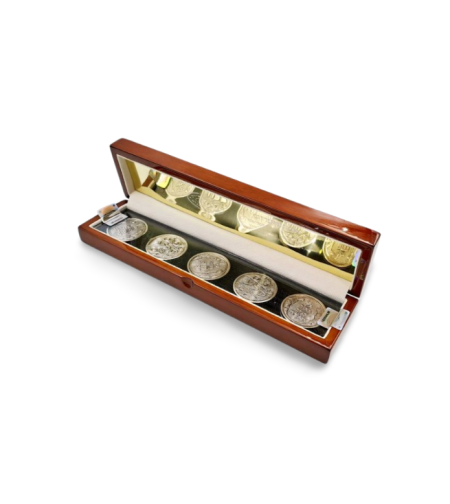 set of pure silver redeemable coins in a luxurious package