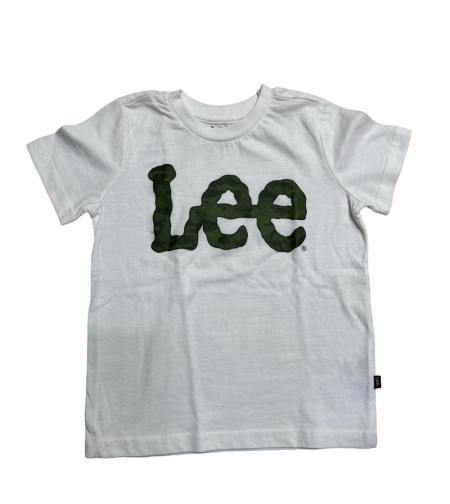 חולצת טריקו Lee לבנה  לוגו בירוק זית