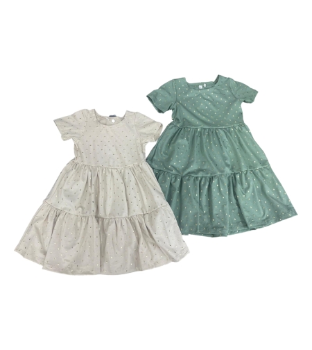 שמלה לייקרה בנות מדוגמת 2-12 (ירוק/שמנת/כחול/ורוד/בורדו)