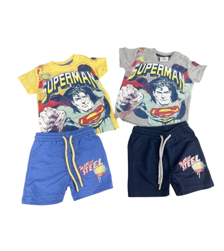 חליפה קיץ תינוקות 6-24M בנים סופרמן (אפור/צהוב)