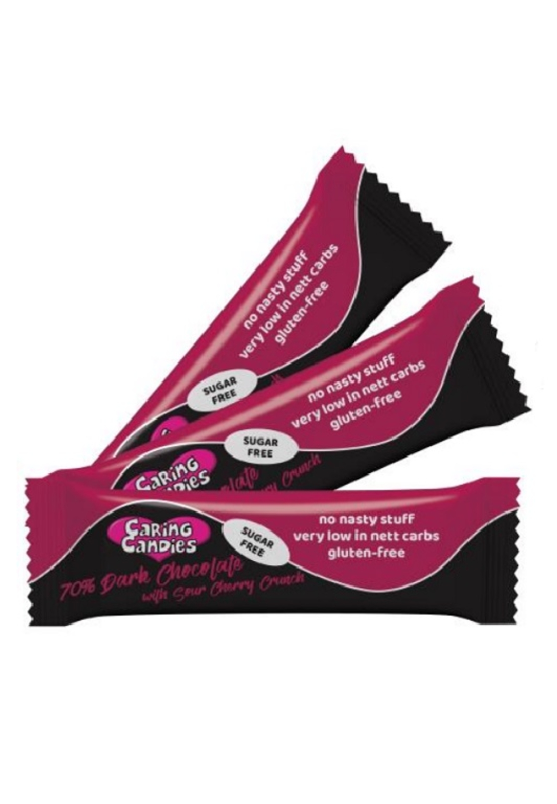 Clearance - Sugar Free 70% Dark Chocolate with Sour Cherry Crunch 50g