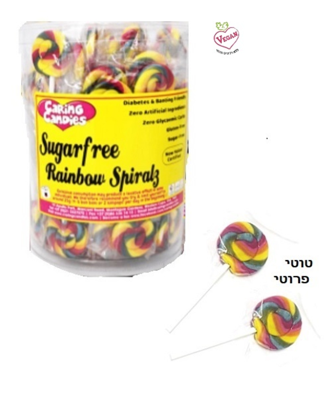 Caring Candies - Sugar Free Round Rainbow 10 gr Lollies