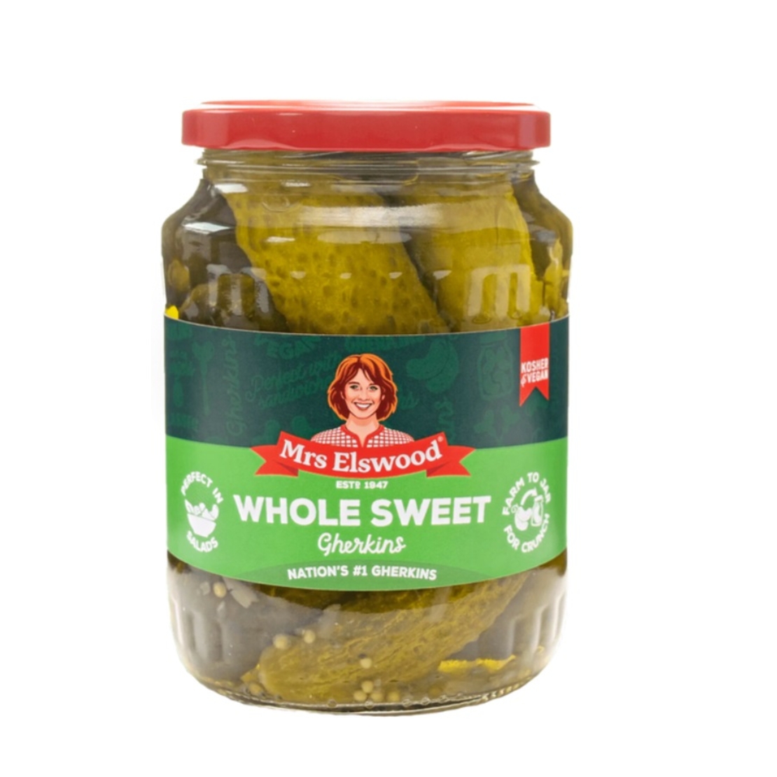 Mrs Elswood Whole Sweet Gherkins 670 gr