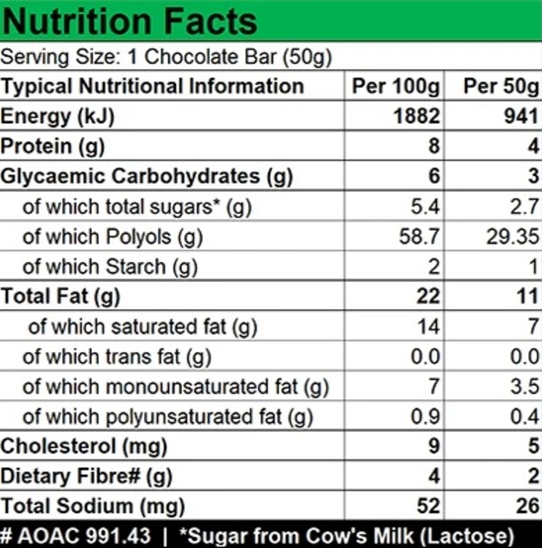 Sugar Free 30% Milk Chocolate with Mint Crunch 50g