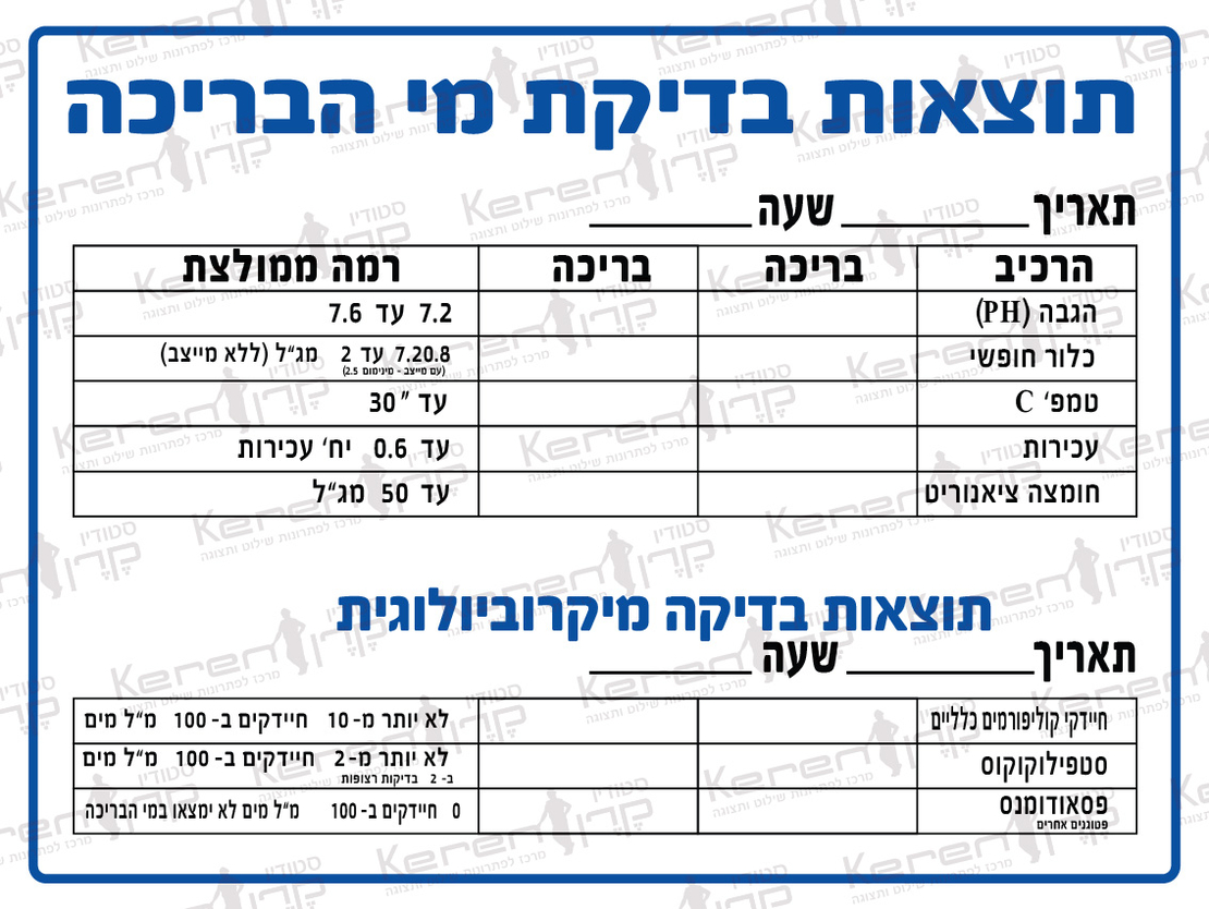 תוצאות בדיקה מי הבריכה