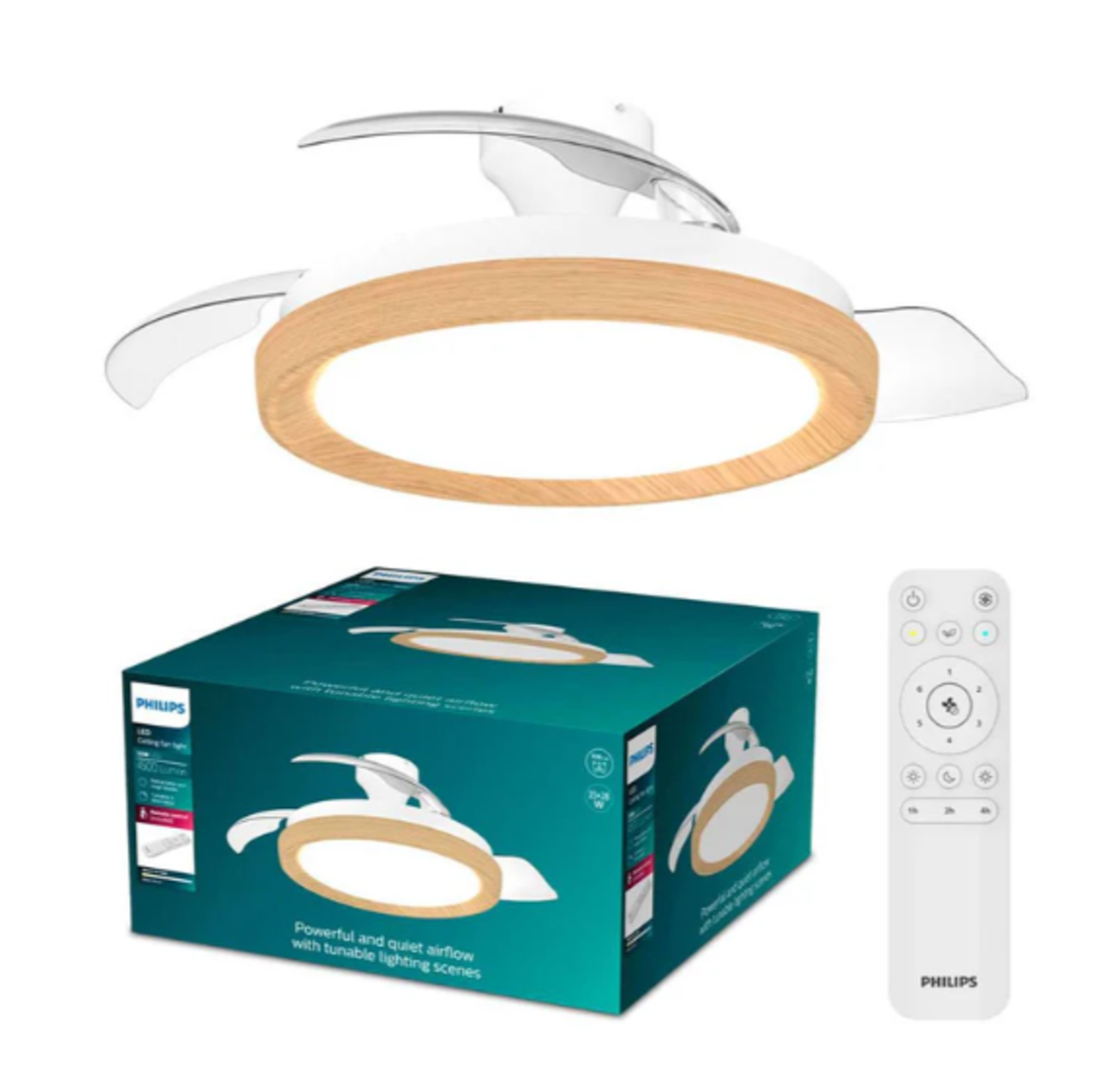 מאוורר תקרה עץ להבים נשלפים Bliss Philips