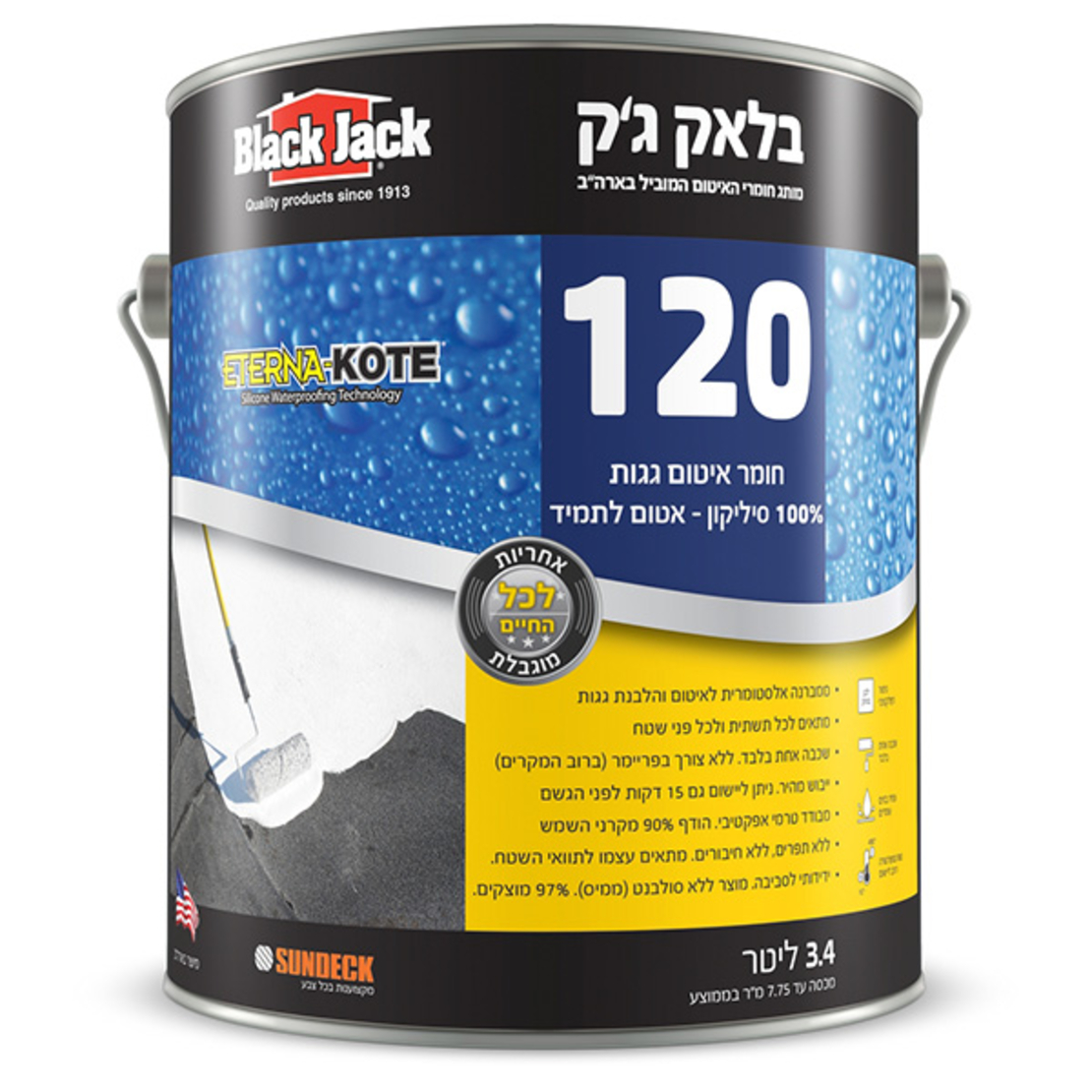 בלאק ג'ק 120 - חומר איטום גגות 100% סיליקון - אטום לתמיד