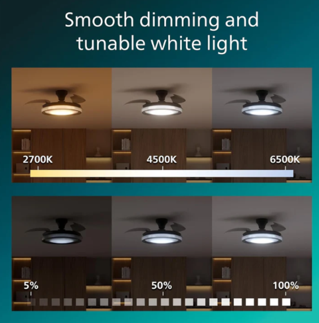 מאוורר תקרה שחור להבים נשלפים Bliss Philips