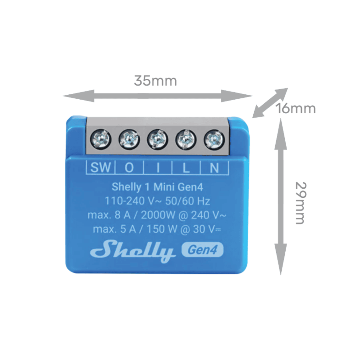 ממסר אלחוטי חכם כולל מגע יבש Shelly 1‎ Mini Gen4