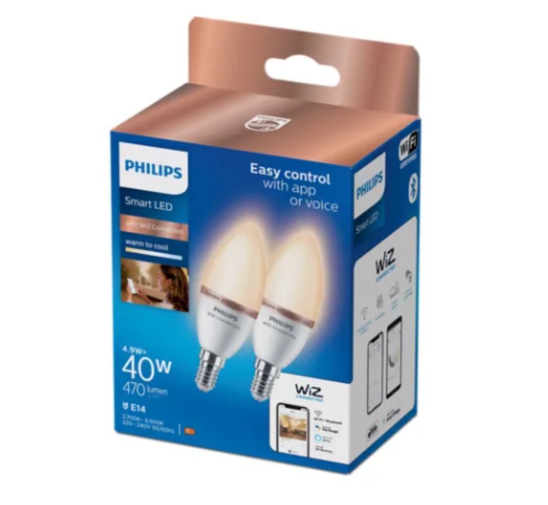מארז 2 נורות נר חכמות Philips Smart LED 4.9W