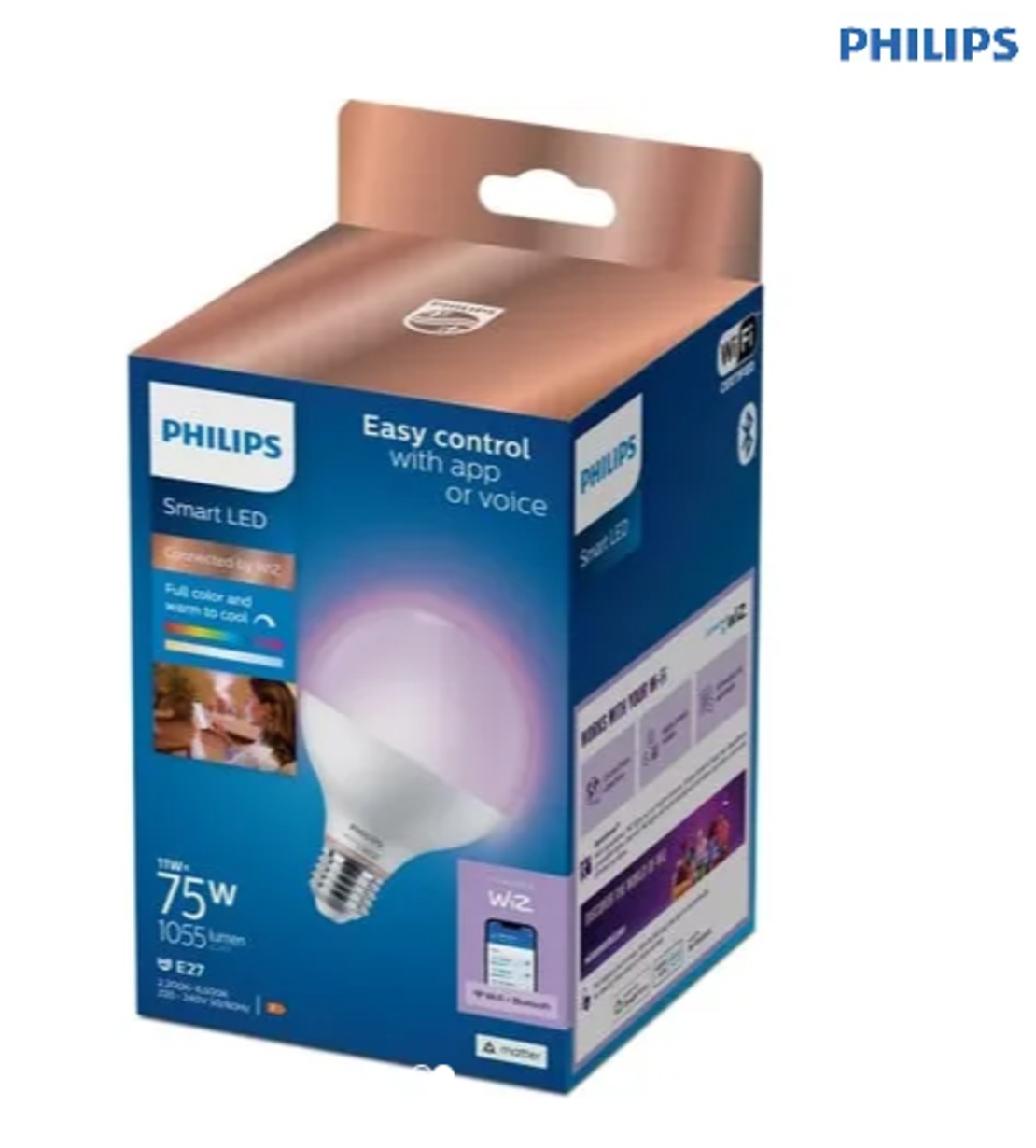 נורה חכמה צבעונית גלוב 95 Philips Smart LED 11W