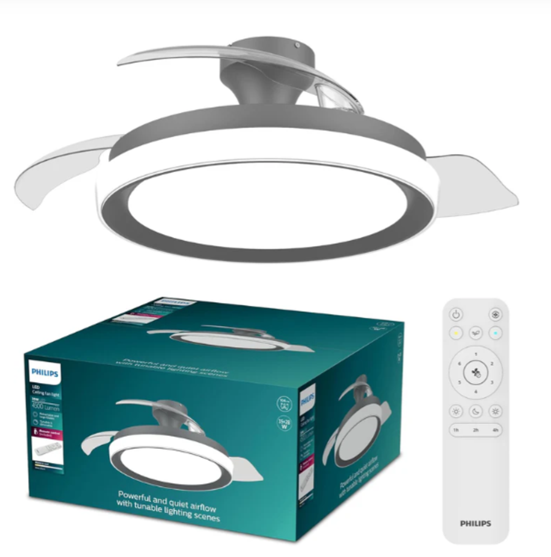 מאוורר תקרה שחור להבים נשלפים Bliss Philips