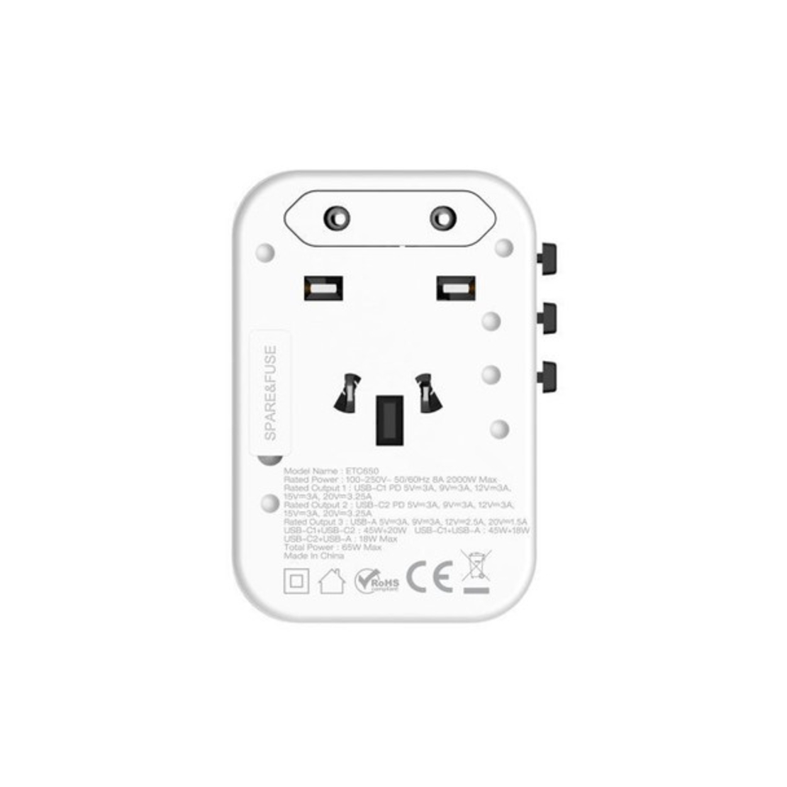 מעביר אוניברסלי משולב מטען Energizer 65W