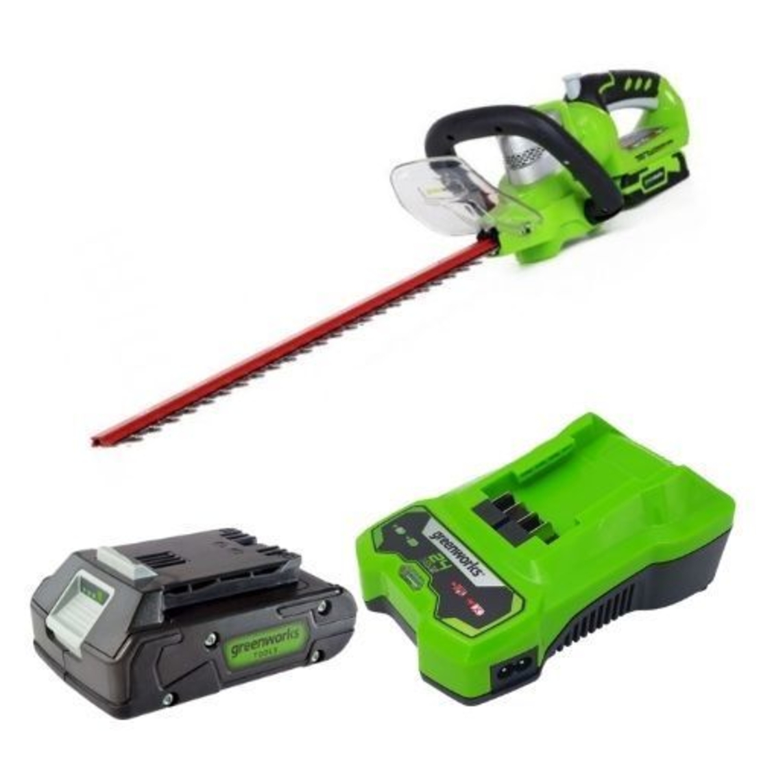 מארז גוזם גדר חיה נטען greenworks 24V