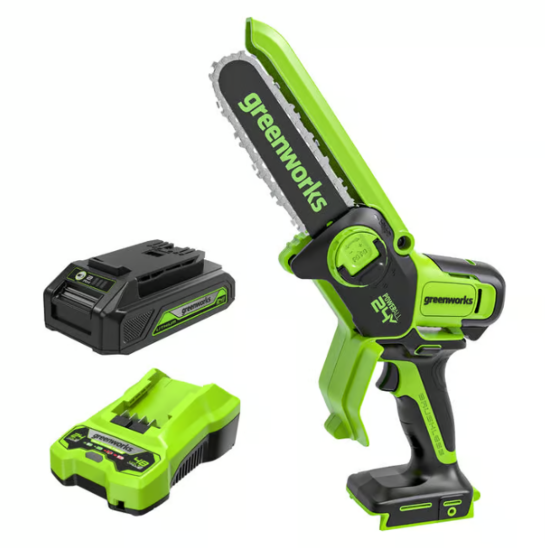 מארז מסור שרשרת מיני נטען greenworks 24V