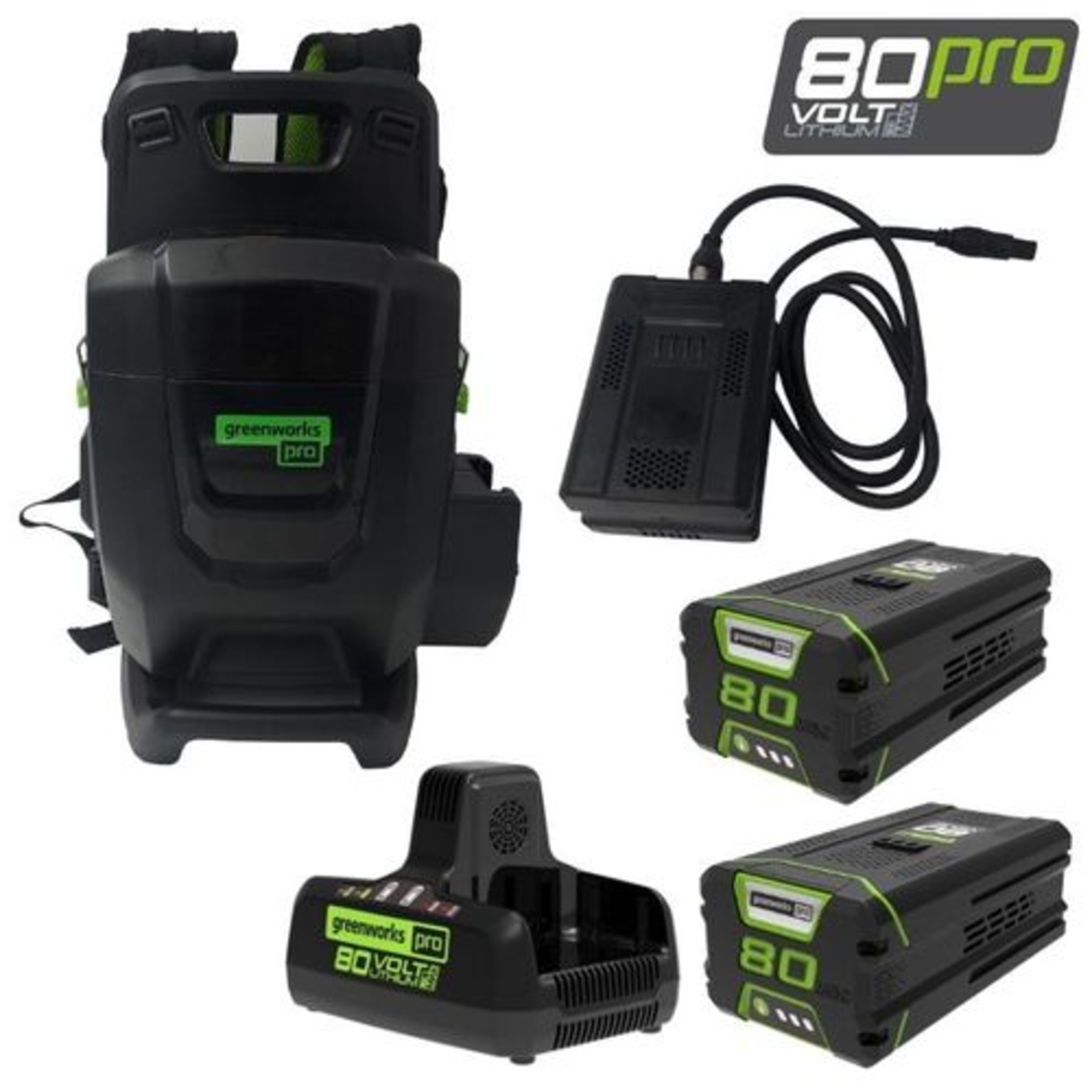 יחידת כוח נישאת ( סוללת גב ) greenworks 80V PRO