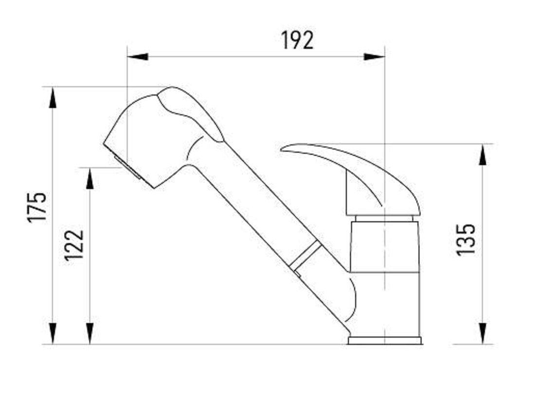 ברז מטבח נשלף ישר MONTE כרום ניקל AQUILA