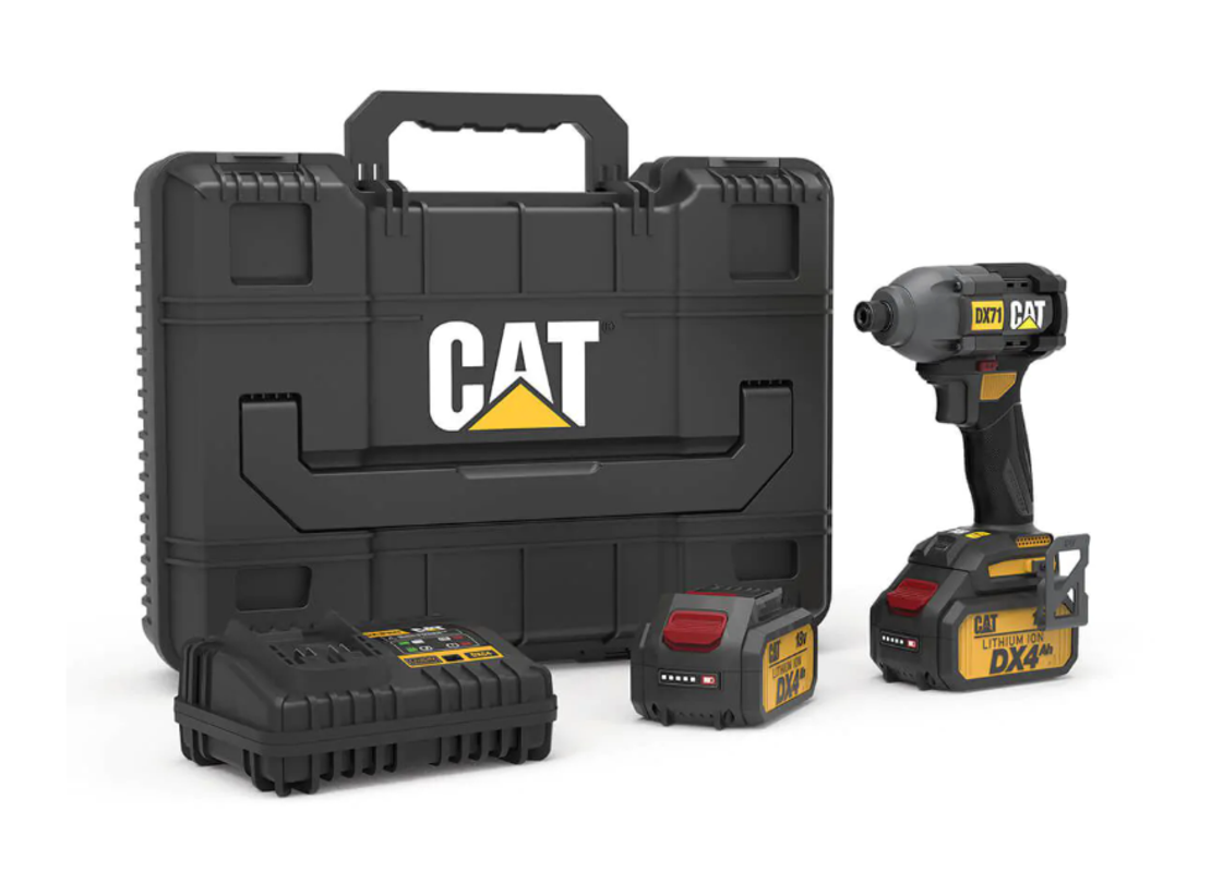 מברגת אימפקט 18V Brushless עם 2 סוללות 4Ah ומטען CAT