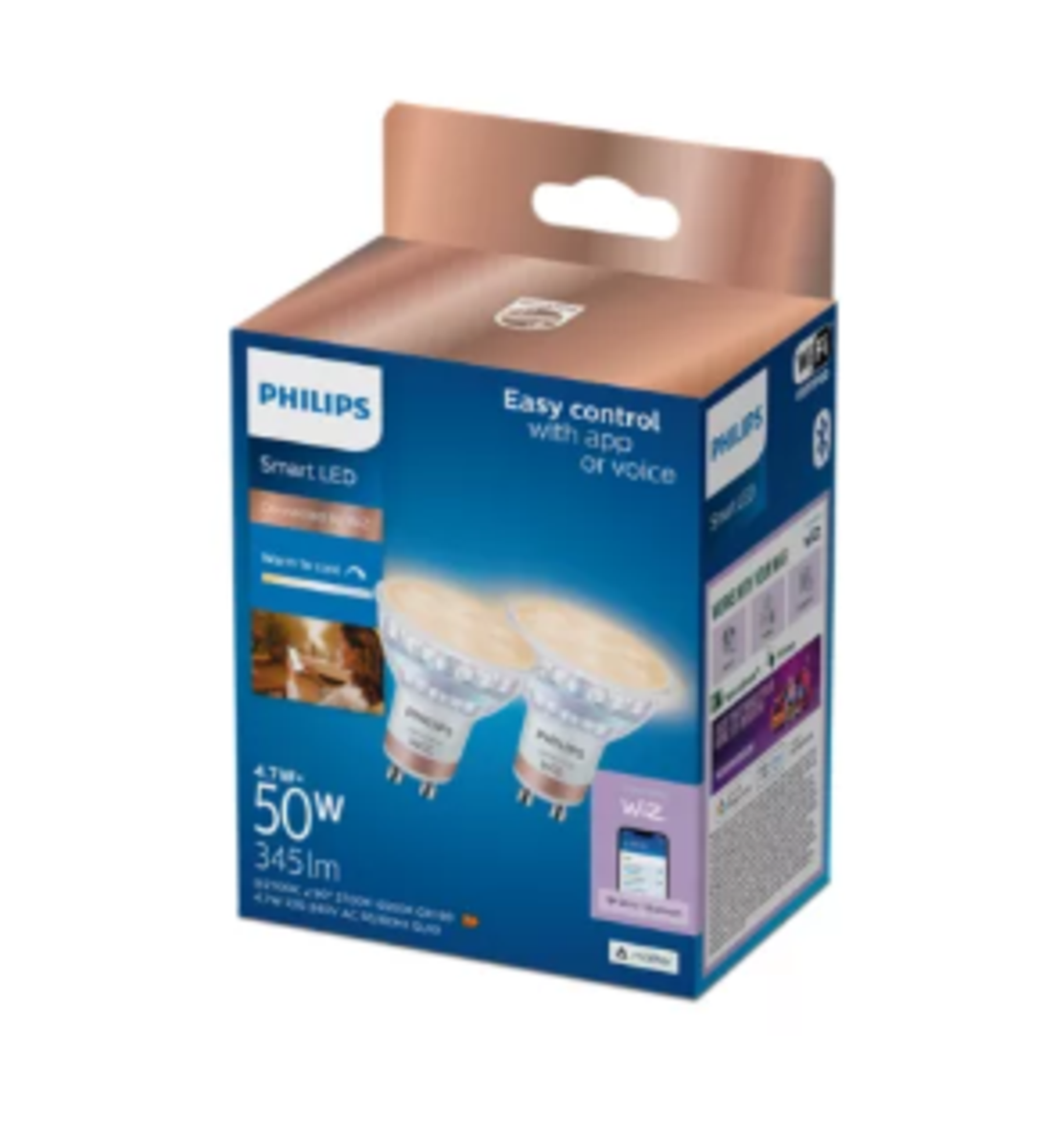 מארז 2 נורות דקרויקה חכמות Philips Smart LED Spot GU10 4.7W