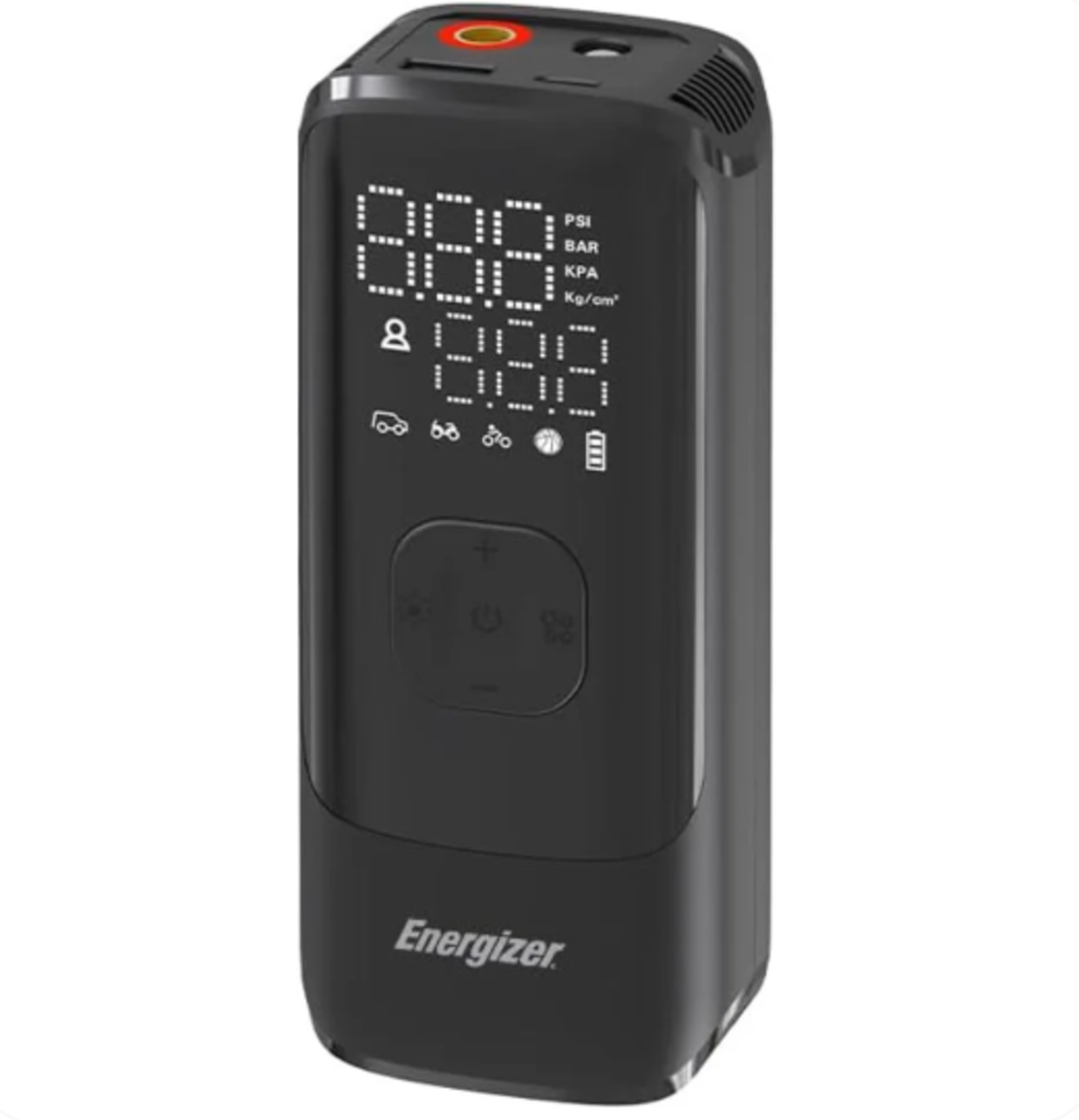 משאבת אוויר נטענת כוללת סוללת גיבוי ופנס Energizer