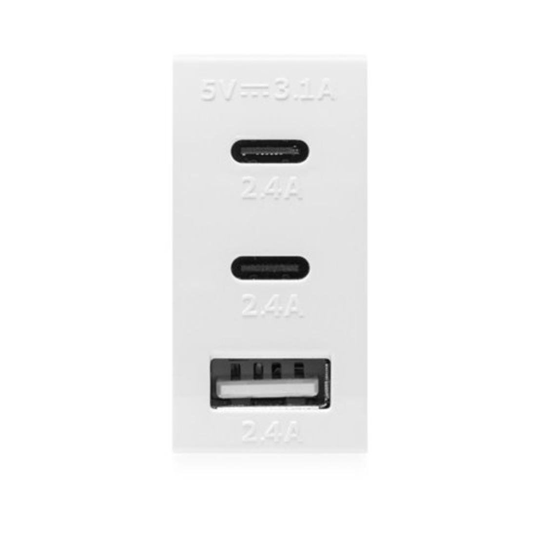 מטען USB כולל 3 יציאות 5V 3.1A לבן 1 מודול ניסקו סוויץ'